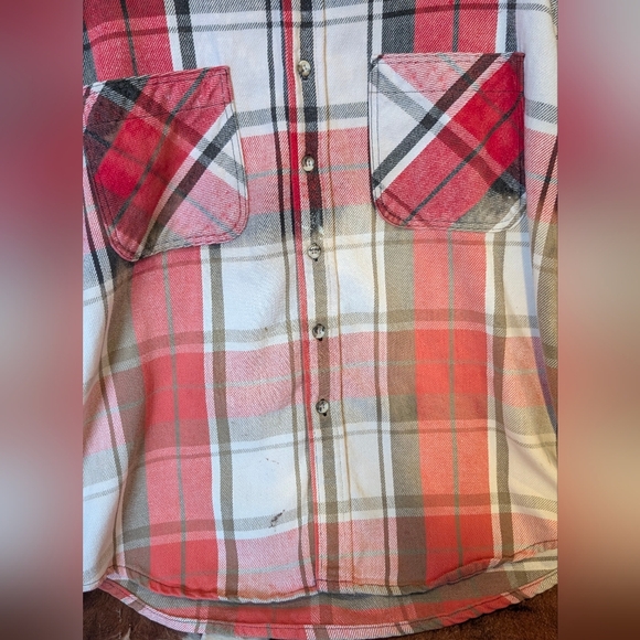 Boho Southwestern Bull W Roses Upcycled Dip Dye Bleached Flannel Shirt - Picture 15 of 15